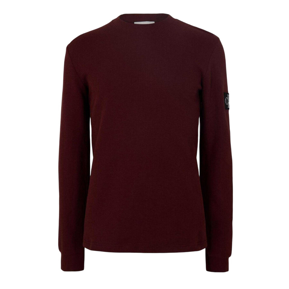Calvin Klein (S, Mocha) Mens Waffle Long-Sleeved Top