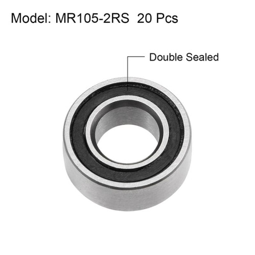 40PCS MR105-2RS 5X10X4mm  Bearing Steel Double-Shielded Miniature  Bearings,Black 2