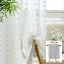(White, 79*102inch(200*260cm)) White French Country Sheer Curtain with Pom-Pom Fringe - Soft Polyester Fabric, Light Filtering, Rod Pocket Design