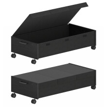 (Black/ 50L+50L) 2pcs Under Bed Storage Box with Lid, 80L/100L Underbed Storage On Wheels, Large Storage Containers, Metal Frame Clothes