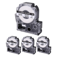 4 Pack Compatible Label Tape Replacement for  LK-4WBN (SS12KW) Label Tape Cartridges Black  White Tape