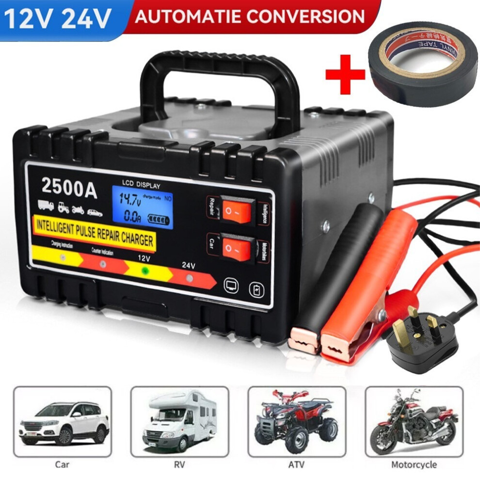 Car Jump Starter 12V/24V 2500A 120W-240W Portable Car Battery Jump Starter Up To All Gas/8.0L Diesel Engine Battery Booster 9145594422515