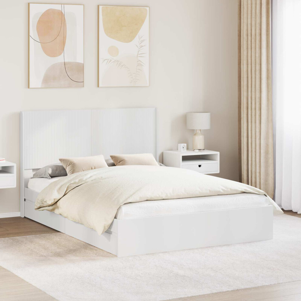 Vidaxl Bed Frame With Storage And Headboard White 160 X 200 Cm