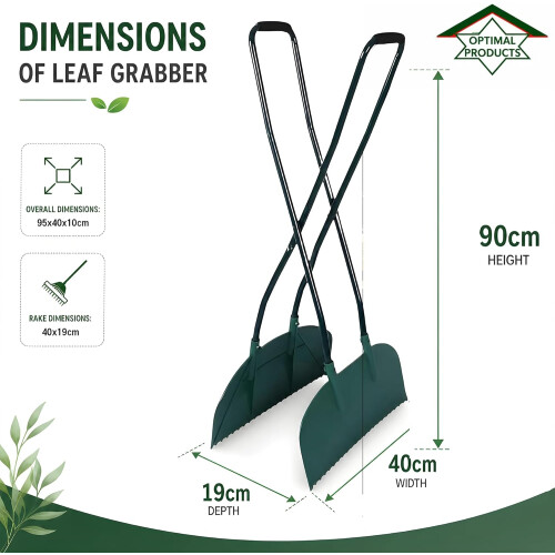 90cm Leaf Grabber Rake Metal Plastic Garden Tool 1