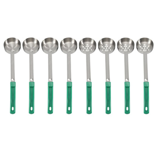 8Pcs Portion Control Serving Spoons Portion Scoops Cups Solid and Slotted Stainless Steel Ladle Spoon for Food,4 Oz