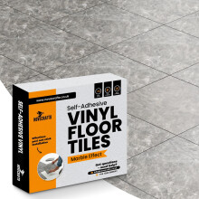 (Light Grey, Pack of 50) Self Adhesive Vinyl Floor Tiles - Peel and Stick Floor Tiles, Durable Stick on Vinyl Flooring