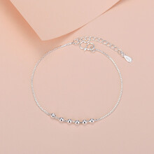 (Six round bead bracelets (silver)) Silver Beaded Charm Bracelet, Star Dolphin Square Hollow Ball Thin Chain