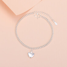 (Love charm bracelet (silver)) Silver Beaded Charm Bracelet, Star Dolphin Square Hollow Ball Thin Chain