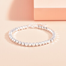 (A few pairs of silver bracelets (silver color)) Silver Beaded Charm Bracelet, Star Dolphin Square Hollow Ball Thin Chain