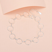 (Circular bracelet (silver)) Silver Beaded Charm Bracelet, Star Dolphin Square Hollow Ball Thin Chain