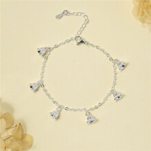 (Three Lives Eucalyptus Bracelet (Silver)) Silver Beaded Charm Bracelet, Star Dolphin Square Hollow Ball Thin Chain