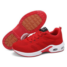 (1727 red anti-slip patch, 36) New Men Women Tight Mesh Flyknit Sneakers All Match Comfort Casual Sports Walking Shoes