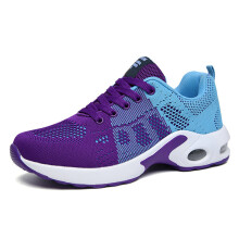(1722 dense network purple moon, 43) New Men Women Tight Mesh Flyknit Sneakers All Match Comfort Casual Sports Walking Shoes