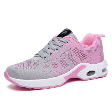 (1722 dense mesh gray powder, 36) New Men Women Tight Mesh Flyknit Sneakers All Match Comfort Casual Sports Walking Shoes
