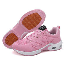(1727 pink anti-slip patch, 41) New Men Women Tight Mesh Flyknit Sneakers All Match Comfort Casual Sports Walking Shoes