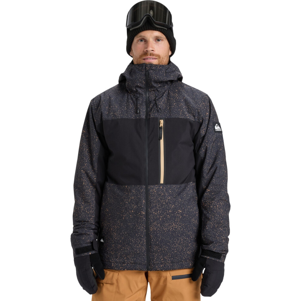 Quiksilver (M, Mountain Static True Black) Mens Sycamore Printed Ski Jacket