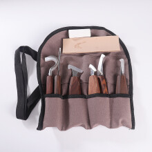 (8pc Walnut Bevel Carving Knives) 8Pcs Sharp Large Opening Walnut Carving Chisels with Polishing Wax Leather Sharpener & Canvas Bag