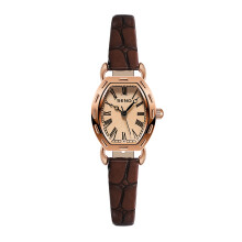 (Retro keg) Premium SENO Retro Barrel Leather Strap Ladies Quartz Square Wristwatch