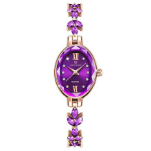(Lucky purple) Premium Light Luxury Niche Women Bracelet Quartz Watch with Emerald Inlay, Waterproof Fashion Wristwatch