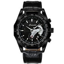 (leather and black shell [belt]) Elegant Luxury Men's Watch with Fully Automatic Movement, Calendar, Waterproof, Luminous, Non-Mechanical, Large Dial