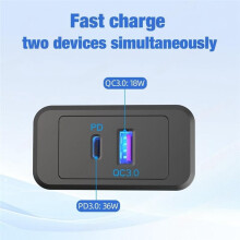 2 Pcs 54W 12V USB Outlet Panel Dual Fast Charger with PD USB-C & QC3.0 for Car Bus RV Truck