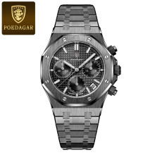 (shell black surface steel belt model) Premium New Multi-Function Quartz Men Watch Trendy Waterproof Luminous Calendar Steel Business Wristwatch