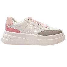 (3 UK, White/Grey/Pink) Kappa Womens/Ladies Ari Casual Platform Trainers