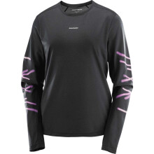 (14 UK, Black) Salomon Womens/Ladies Core Graphic Long-Sleeved Running T-Shirt