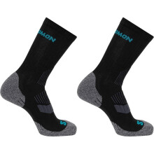 (3.5 UK-5 UK, Black/Grey) Salomon Womens/Ladies Lightweight Crew Socks (Pack of 2)