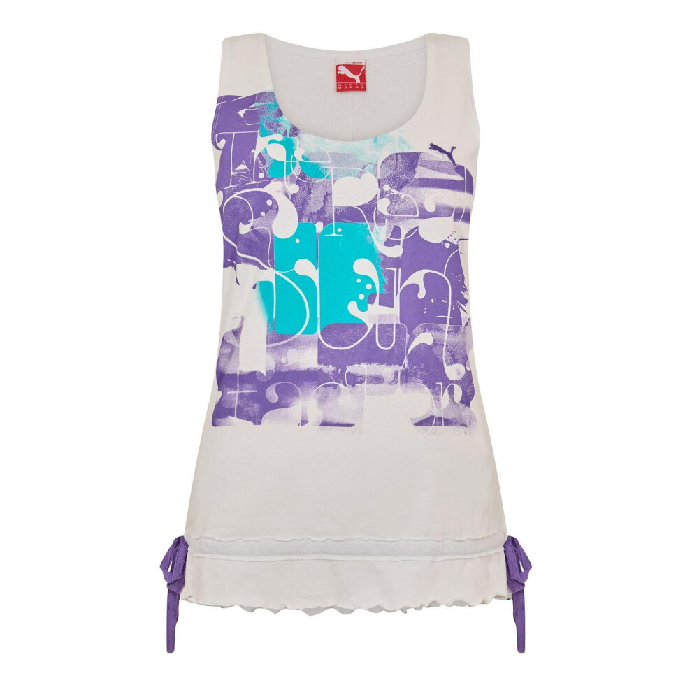 Puma (10 Uk, White) Womens/Ladies Graphic Print Fitted Vest Top