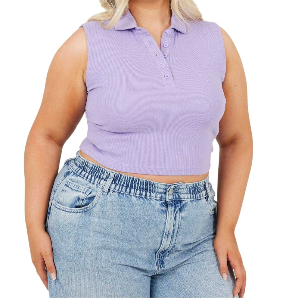 Brave Soul (16 Uk, Violet) Womens/Ladies Sleeveless Crop Top