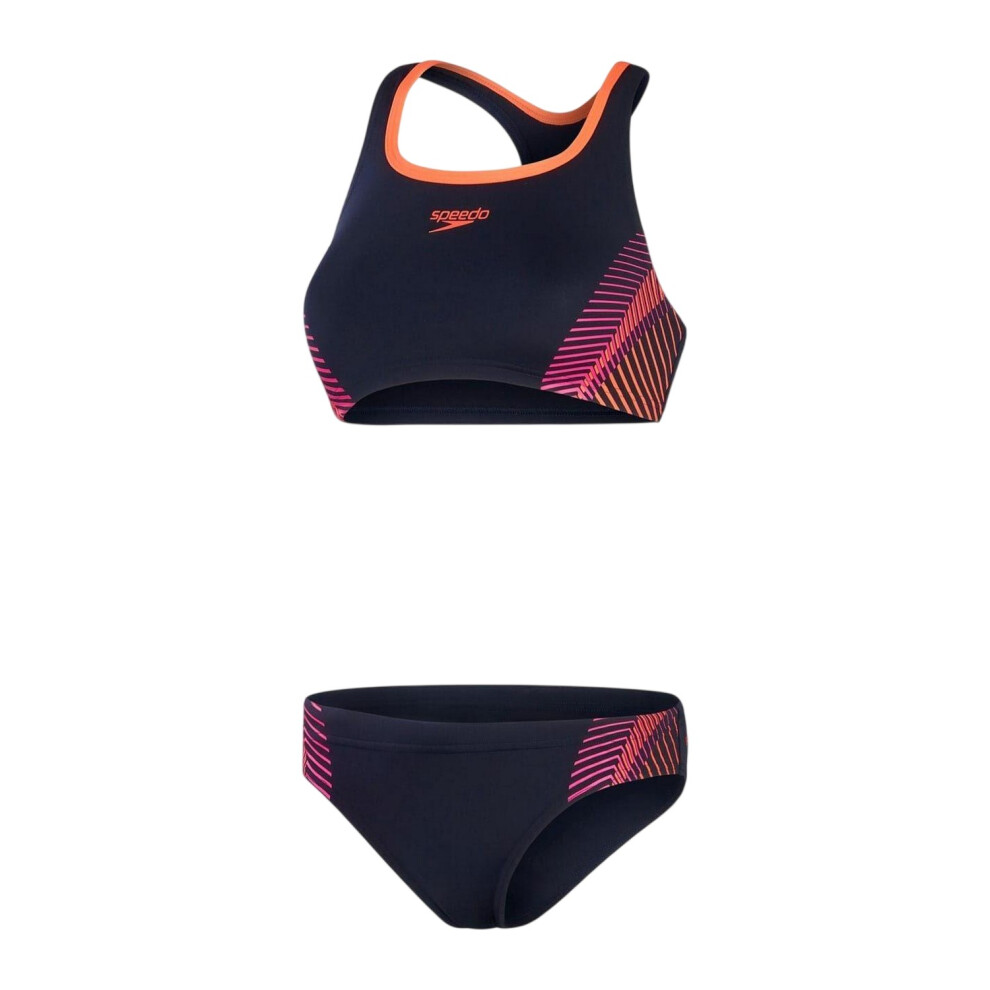 Speedo Womens/Ladies Placement Stripe Two-Piece Swimsuit