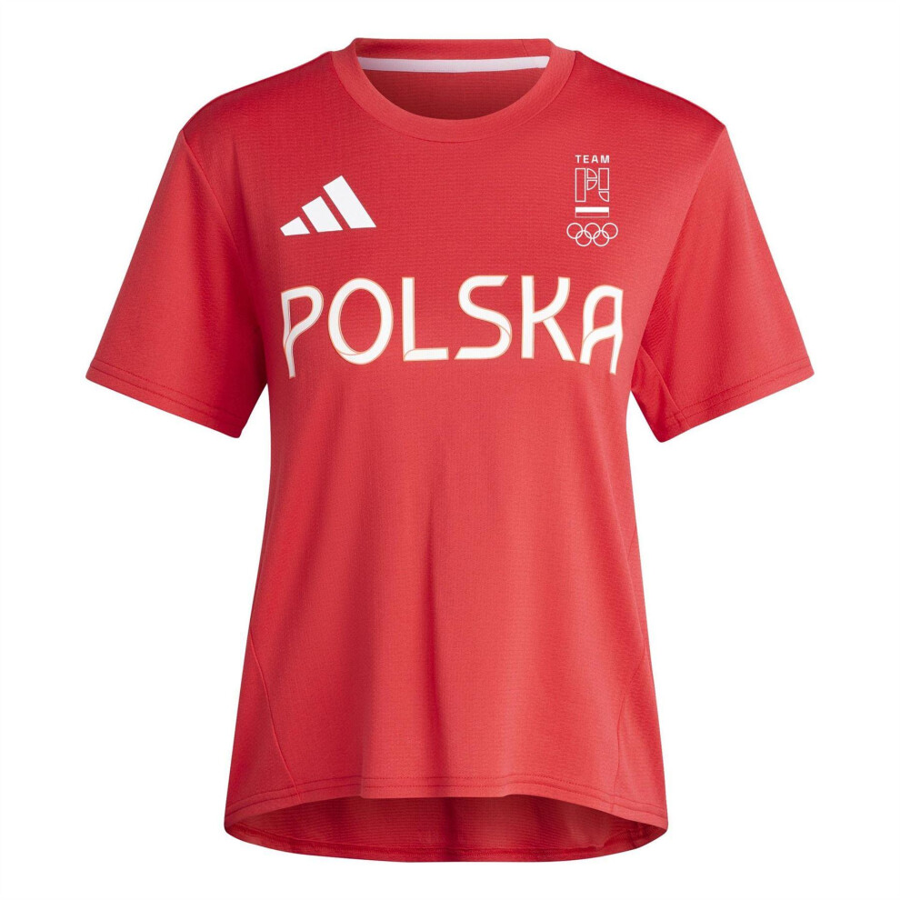Adidas (8 Uk, Better Scarlet) Womens/Ladies Olympic Poland T-Shirt