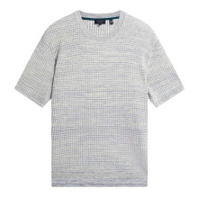 (L, White/Blue) Ted Baker Mens Textured Regular T-Shirt