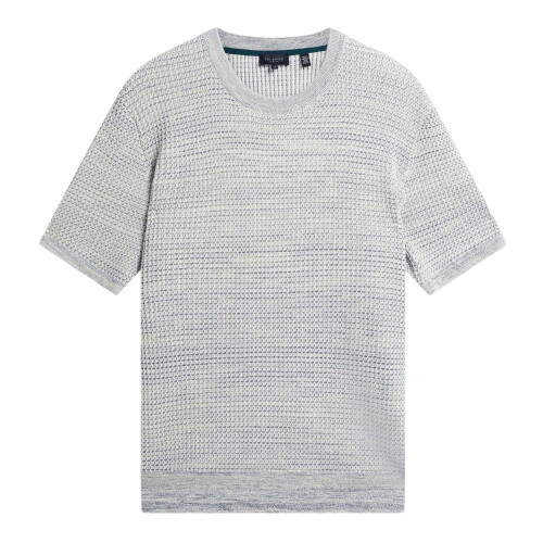 Ted Baker (L, White/Blue) Ted Baker Mens Textured Regular T-Shirt