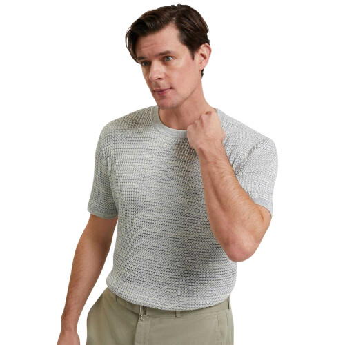 Ted Baker (L, White/Blue) Ted Baker Mens Textured Regular T-Shirt 2
