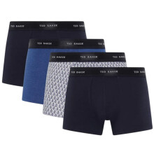 (XL, Navy/Multicoloured) Ted Baker Mens Plain Boxer Shorts (Pack of 4)