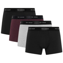 (S, Black/Multicoloured) Ted Baker Mens Plain Boxer Shorts (Pack of 4)