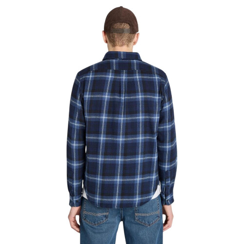 Timberland (S, Peacoat) Timberland Mens Checked Casual Button-Down Shirt 1