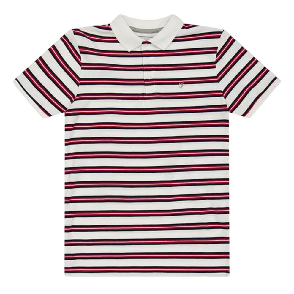 Farah (12-13 Years, White) Childrens/Kids Striped Polo Shirt