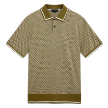 (XL, Olive) Ted Baker Mens Geometric Regular Polo Shirt