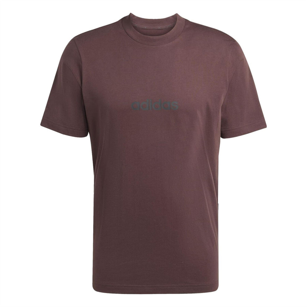 Adidas (S, Brown) Mens Essentials Logo Single Jersey T-Shirt