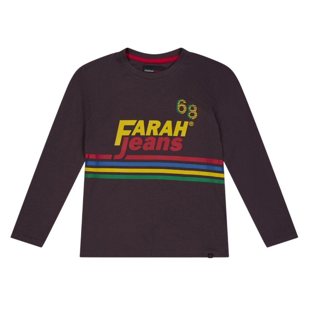 Farah (12-13 Years, Red) Childrens/Kids Logo Long-Sleeved T-Shirt