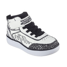 (10 UK Child, White/Black) Skechers Childrens/Kids Graphic Print Flat Trainers