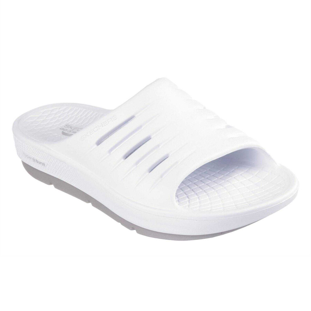 Skechers (5 Uk, White/Grey) Childrens/Kids Flat Sports Sandals