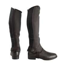 (M, Brown) HyLAND Adults Synthetic Combi Leather Half Chaps