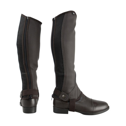 (S, Brown) HyLAND Adults Synthetic Combi Leather Half Chaps