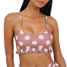 (10 UK, Tan/White) Brave Soul Womens/Ladies Polka Dot Scoop Neck Bikini Top