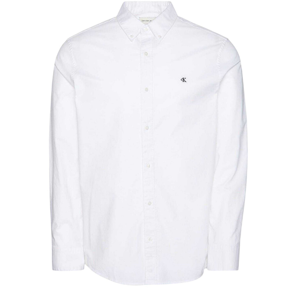 Calvin Klein (M, Brilliant White) Mens Oxford Button-Down Shirt