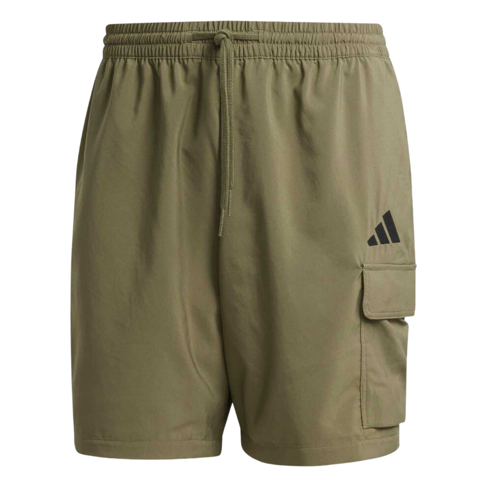 Adidas (S, Olive/Black) Mens Essentials Relaxed Fit Cargo Shorts